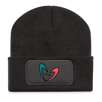 LOVE. CŒUR. CŒURS. COEUR. FÊTE DES PERES - Beanie recyclé à patch - charbon - Devant