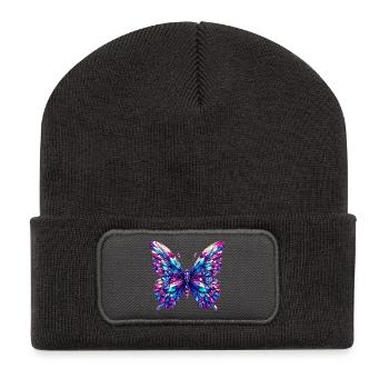 Papillon de cristal - Beanie recyclé à patch - charbon - Devant