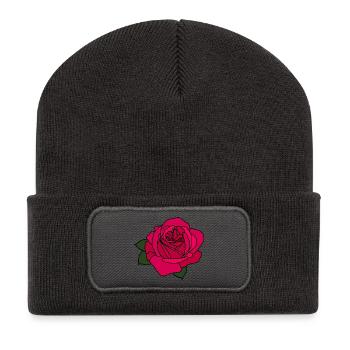 Rose - Beanie recyclé à patch - charbon - Devant