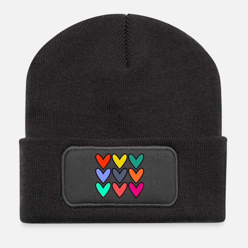 SAINT VALENTIN. EVJF. JE T'AIME. I LOVE YOU. AMOUR - Beanie recyclé à patch - charbon
