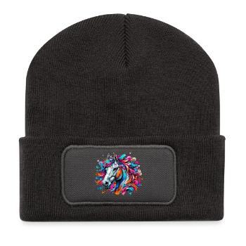 Cheval - Beanie recyclé à patch - charbon - Devant