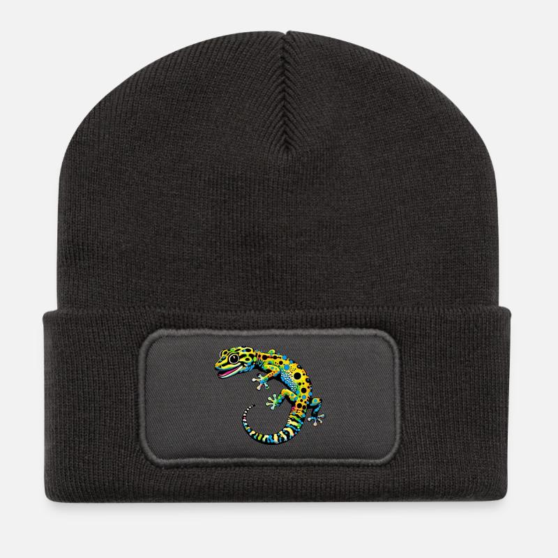 Gecko - Recycelte Patch Beanie - Dunkelgrau