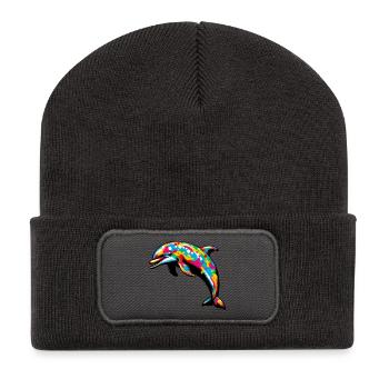 Delfin - Recycelte Patch Beanie - Dunkelgrau - Vorne