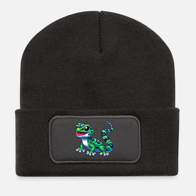 Gecko - Recycelte Patch Beanie - Dunkelgrau