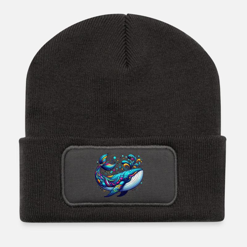Baleine - Beanie recyclé à patch - charbon