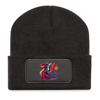Drache - Recycelte Patch Beanie - Dunkelgrau - Vorne