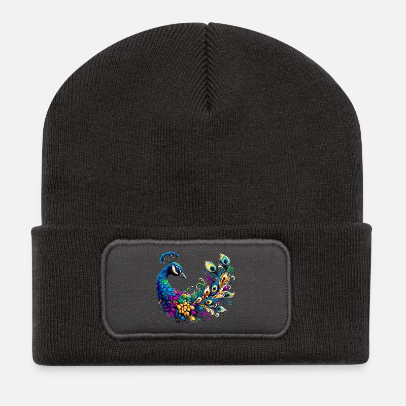 Pfau - Recycelte Patch Beanie - Dunkelgrau