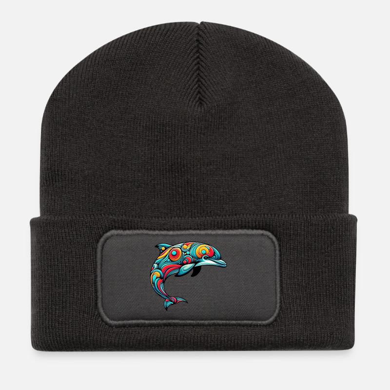 Delfin - Recycelte Patch Beanie - Dunkelgrau