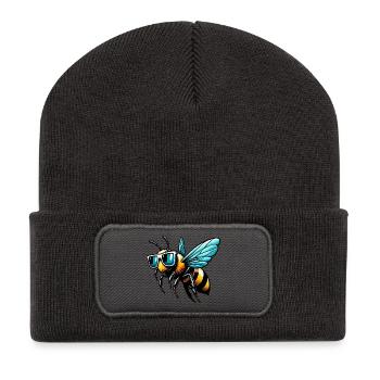 Abeille - Beanie recyclé à patch - charbon - Devant