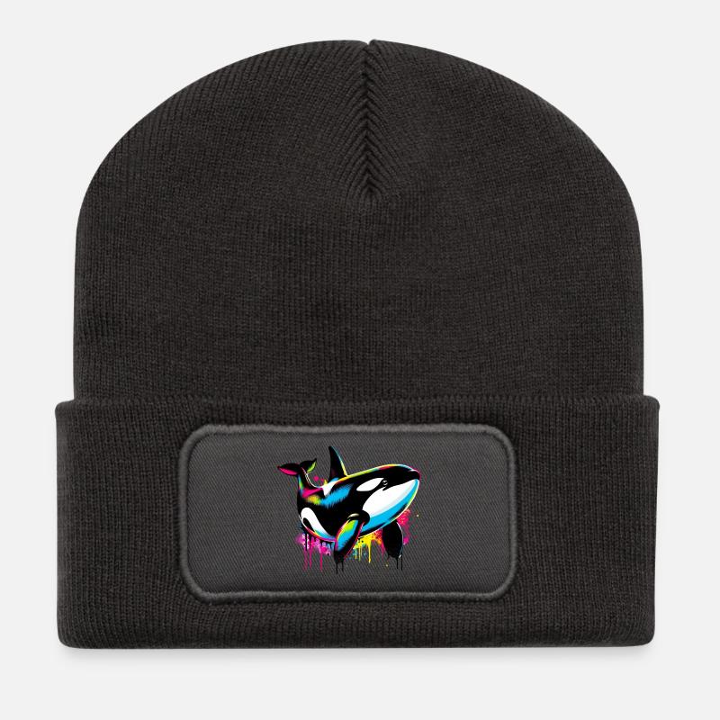 Schwertwal - Recycelte Patch Beanie - Dunkelgrau