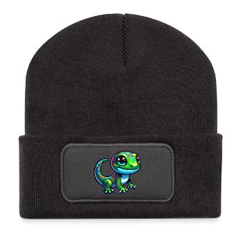 Gecko - Recycelte Patch Beanie - Dunkelgrau - Vorne