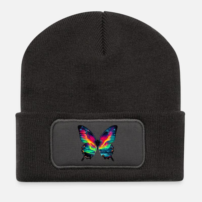 Schmetterling - Recycelte Patch Beanie - Dunkelgrau