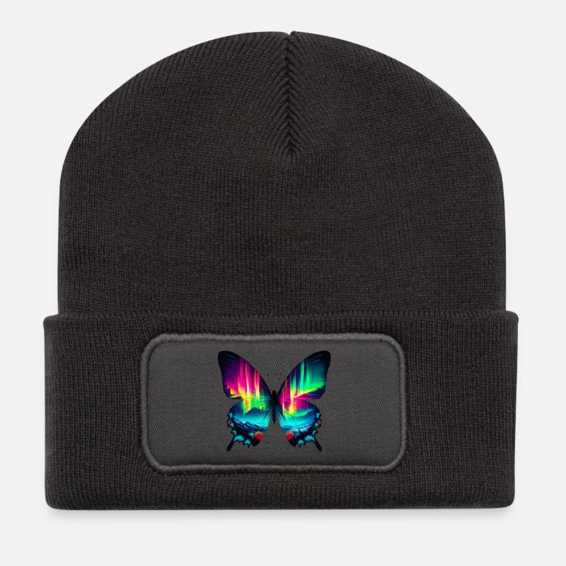 Schmetterling - Recycelte Patch Beanie - Dunkelgrau