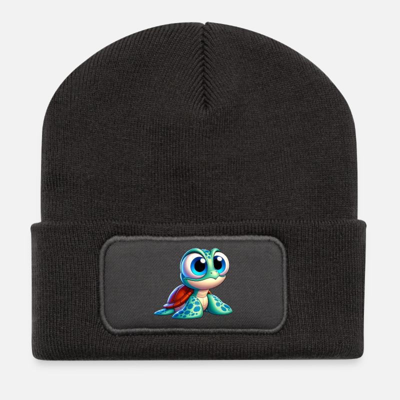 Schildkröte - Recycelte Patch Beanie - Dunkelgrau