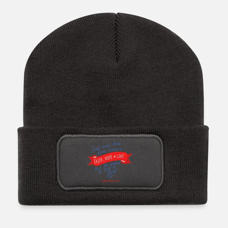 Glaube, Hoffnung und Liebe 2 - Recycelte Patch Beanie - Dunkelgrau