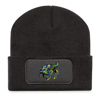 Sea turtle - Recycled Patch Beanie - dark grey - Front