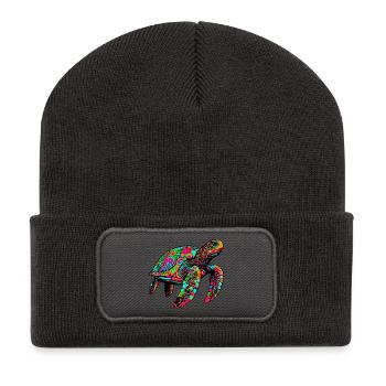 Sea turtle - Recycled Patch Beanie - dark grey - Front