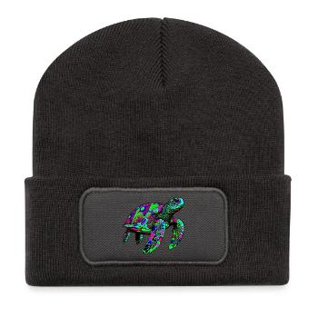 Sea turtle - Recycled Patch Beanie - dark grey - Front