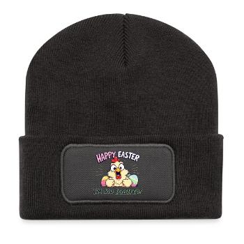 happy easter i am eggcited - Recycled Patch Beanie - dark grey - Front