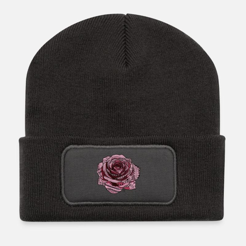 Rose - Recycelte Patch Beanie - Dunkelgrau