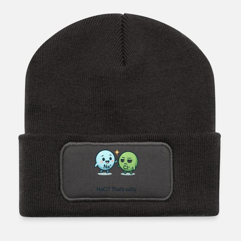 NaCl? That’s salty – Chemie mit Geschmack - Recycelte Patch Beanie - Dunkelgrau