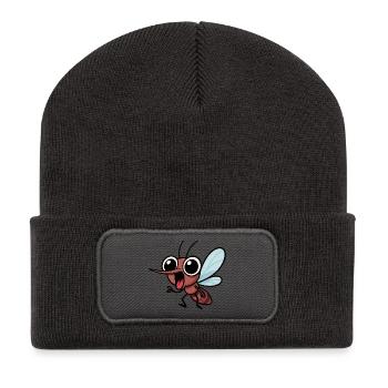 Kawaii Mücke Mosquito Insekt Cartoon Freude - Recycelte Patch Beanie - Dunkelgrau - Vorne