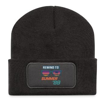 Retour à l’été 89 - Beanie recyclé à patch - charbon - Devant