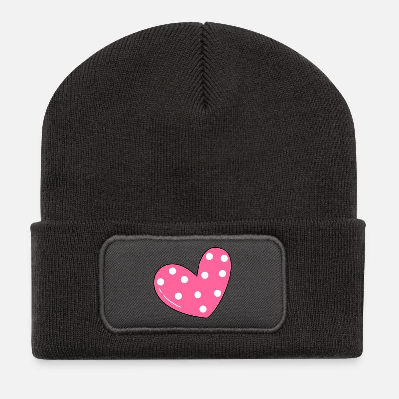 Herz-Muster - Recycelte Patch Beanie - Dunkelgrau