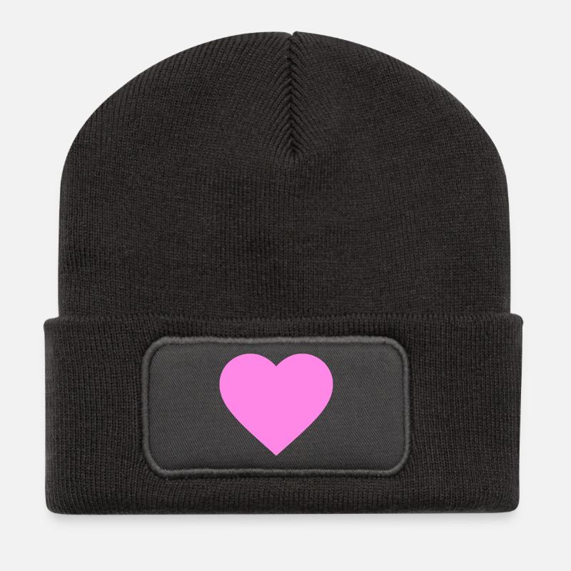 the pink/purple heart - Recycelte Patch Beanie - Dunkelgrau