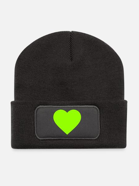 the green heart - Recycelte Patch Beanie - Dunkelgrau
