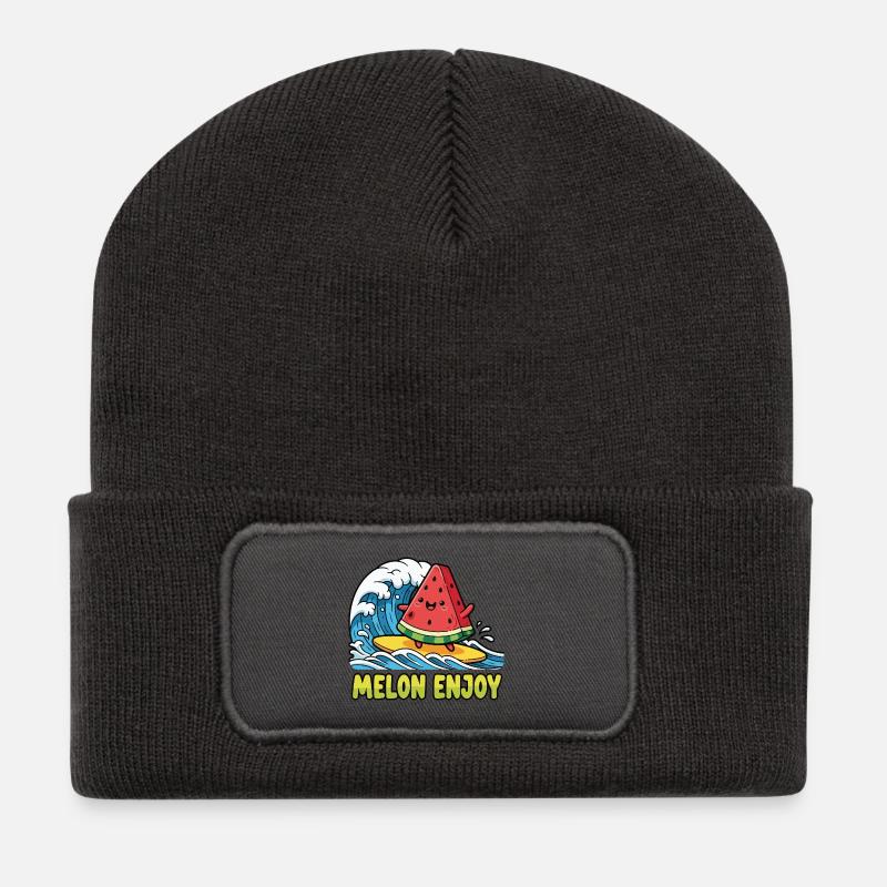 Surfing Watermelon - Recycled Patch Beanie - dark grey
