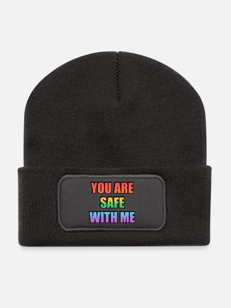 Du bist bei mir sicher, Farbverlauf - Recycelte Patch Beanie - Dunkelgrau