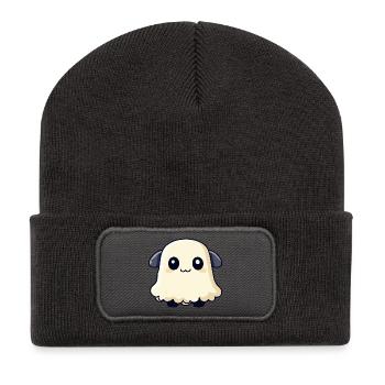 Schaf Halloween Geist - Recycelte Patch Beanie - Dunkelgrau - Vorne