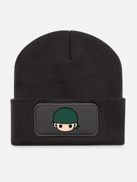 Niedlicher Zoro Piraten Bandana Kopf Karikatur - Recycelte Patch Beanie - Dunkelgrau