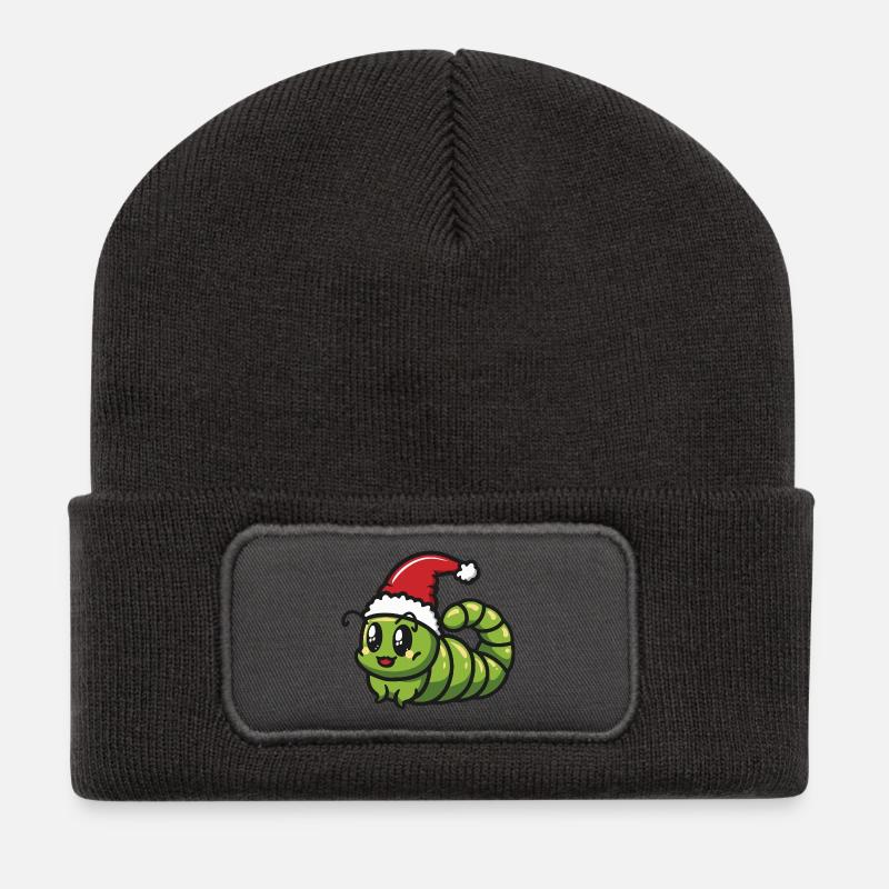 Wurm Weihnachten - Recycelte Patch Beanie - Dunkelgrau