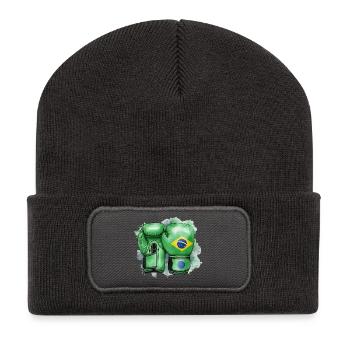 Brasil Boxen Brasilien Boxhandschuhe - Recycelte Patch Beanie - Dunkelgrau - Vorne