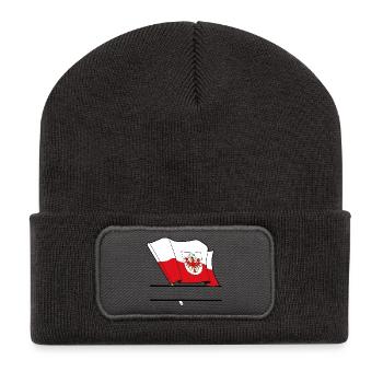 Tirol-Flagge – Namensraum - Recycelte Patch Beanie - Dunkelgrau - Vorne