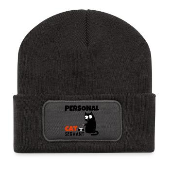 Personal Cat Servant Funny Mom Dad Kitten Lover - Recycled Patch Beanie - dark grey - Front