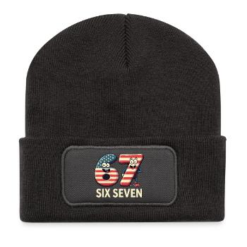 US Flag 67 Memes Six Seven - Recycelte Patch Beanie - Dunkelgrau - Vorne