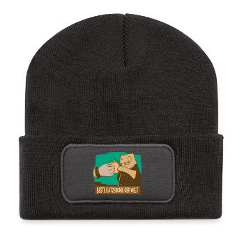 Meilleure Chatte Mamie du Monde Chats Grand-mère Chat - Beanie recyclé à patch - charbon - Devant