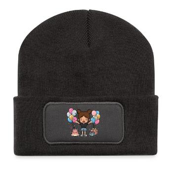 Happy Birthday Girl - Personnage mignon du jeu Toca - Beanie recyclé à patch - charbon - Devant