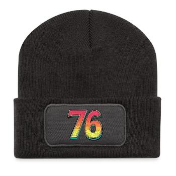 76 Zahl Bunt - Recycelte Patch Beanie - Dunkelgrau - Vorne