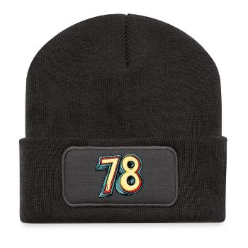 78 Zahl Bunt - Recycelte Patch Beanie - Dunkelgrau - Vorne