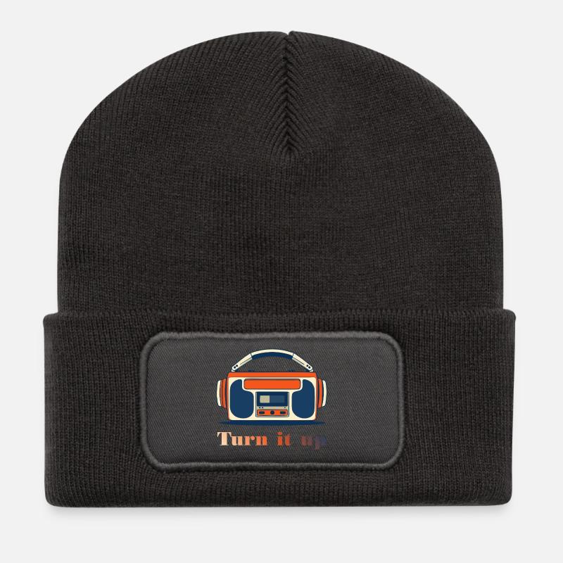 Turn It Up Vintage-Radio - Recycelte Patch Beanie - Dunkelgrau
