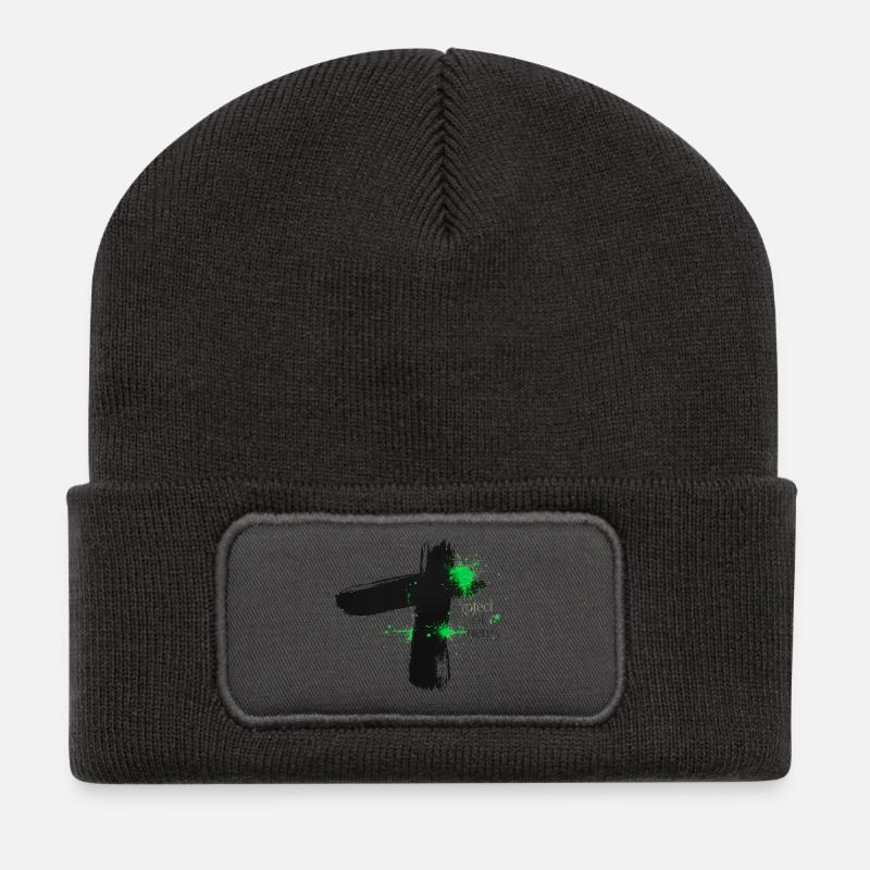 Protect Your Energy - Achtsamkeit Design - Recycelte Patch Beanie - Dunkelgrau