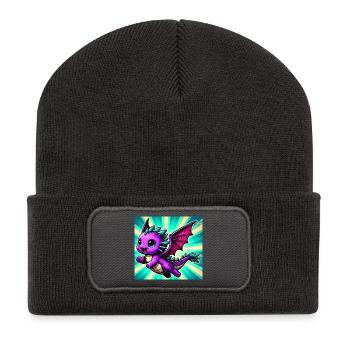 Drache - Recycelte Patch Beanie - Dunkelgrau - Vorne