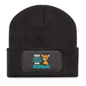 Ich Höre Immer Nur Ein Mimimi Giraffe - Recycelte Patch Beanie - Dunkelgrau - Vorne
