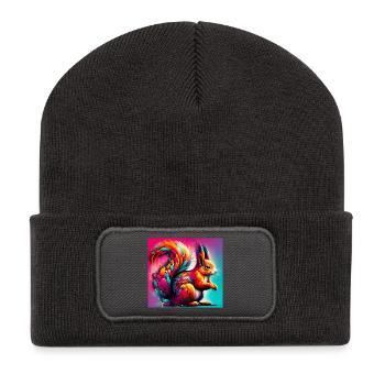 Eichhörnchen - Recycelte Patch Beanie - Dunkelgrau - Vorne