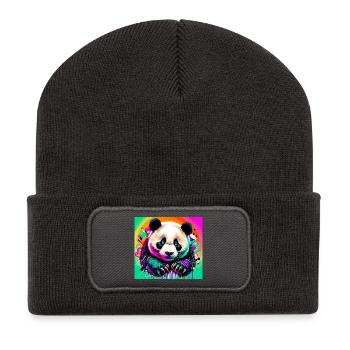 panda - Beanie recyclé à patch - charbon - Devant