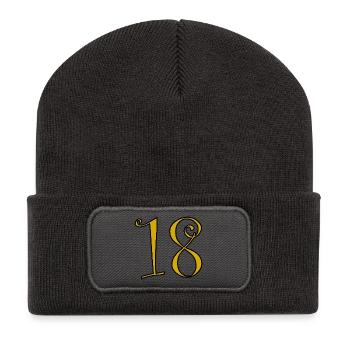 18. 18 YEARS OLD. 18th ANNIVERSARY. 18 BIRTHDAY. - Recycled Patch Beanie - dark grey - Front